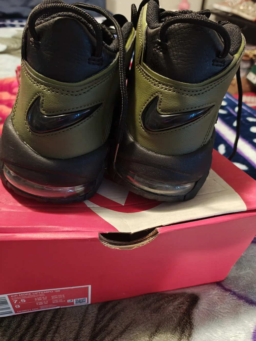 Nike Kids Black Sneakers with Olive and Gold Accents